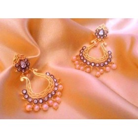 Delicate Gold Dangler Earrings with Diamonds and Pearls